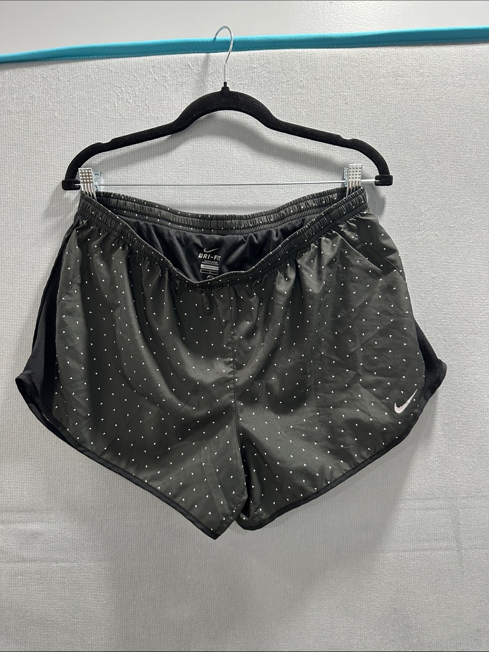 Nike Women’s Black Athletic Shorts with White Dot Print size L